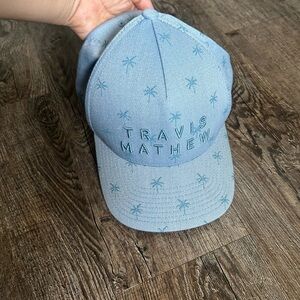 TravisMathew Light Blue Palm Embroidered Baseball Cap